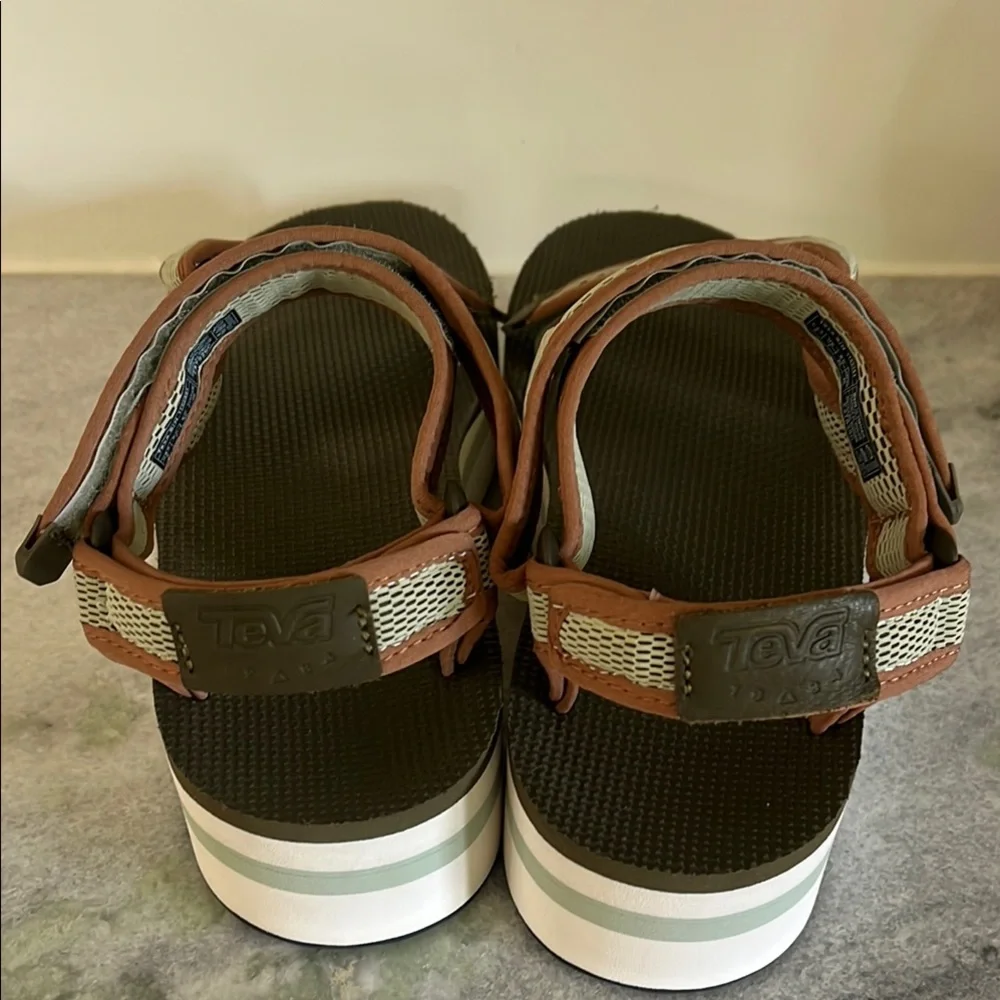 Teva Flatform Universal Mesh Print Women's Wedge Sandal Dark Olive SeaFoam - Picture 11 of 11